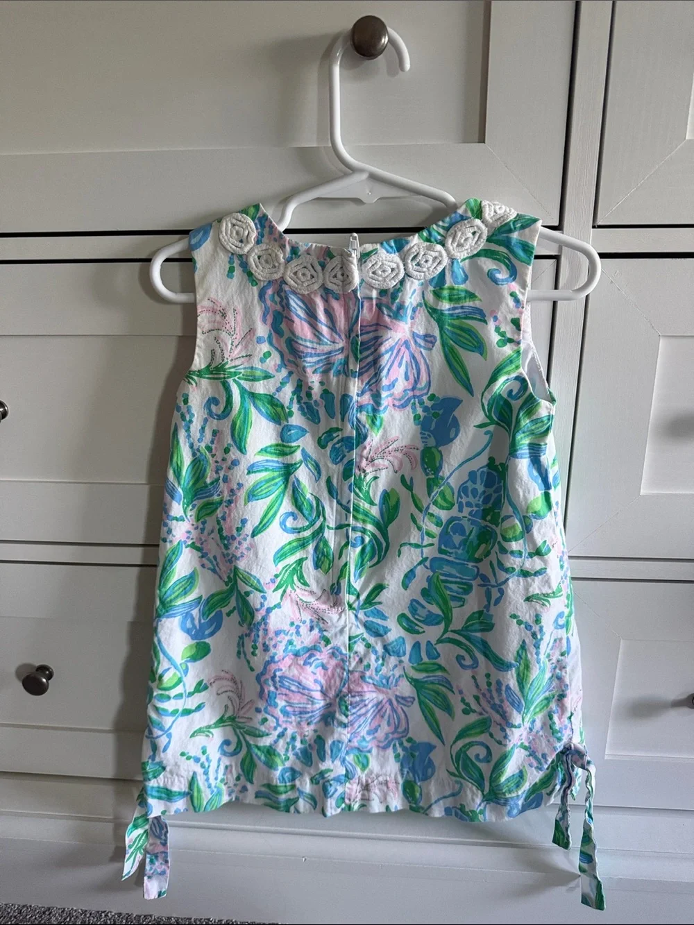 Lilly Pulitzer Floral Sleeveless Girls' Dress with Green & Blue Print